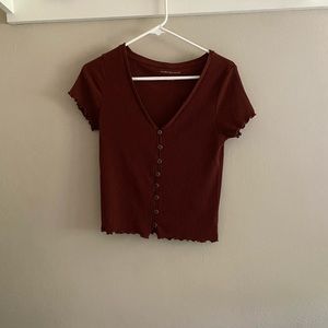 Burgundy American Eagle Crop tee